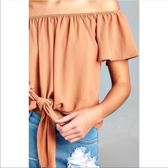 Dusty Apricot Off-Shoulder Top - Picture 4 of 8